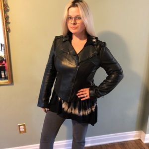 Black Faux Leather Motorcycle Jacket